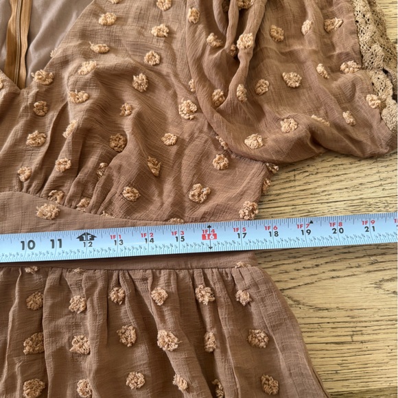 Bella Ella Boutique My Moment MIDI Boho Brown Women’s Dress Sz Large Cottagecore - Picture 4 of 8